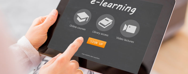 Sample e-learning website on tablet computer